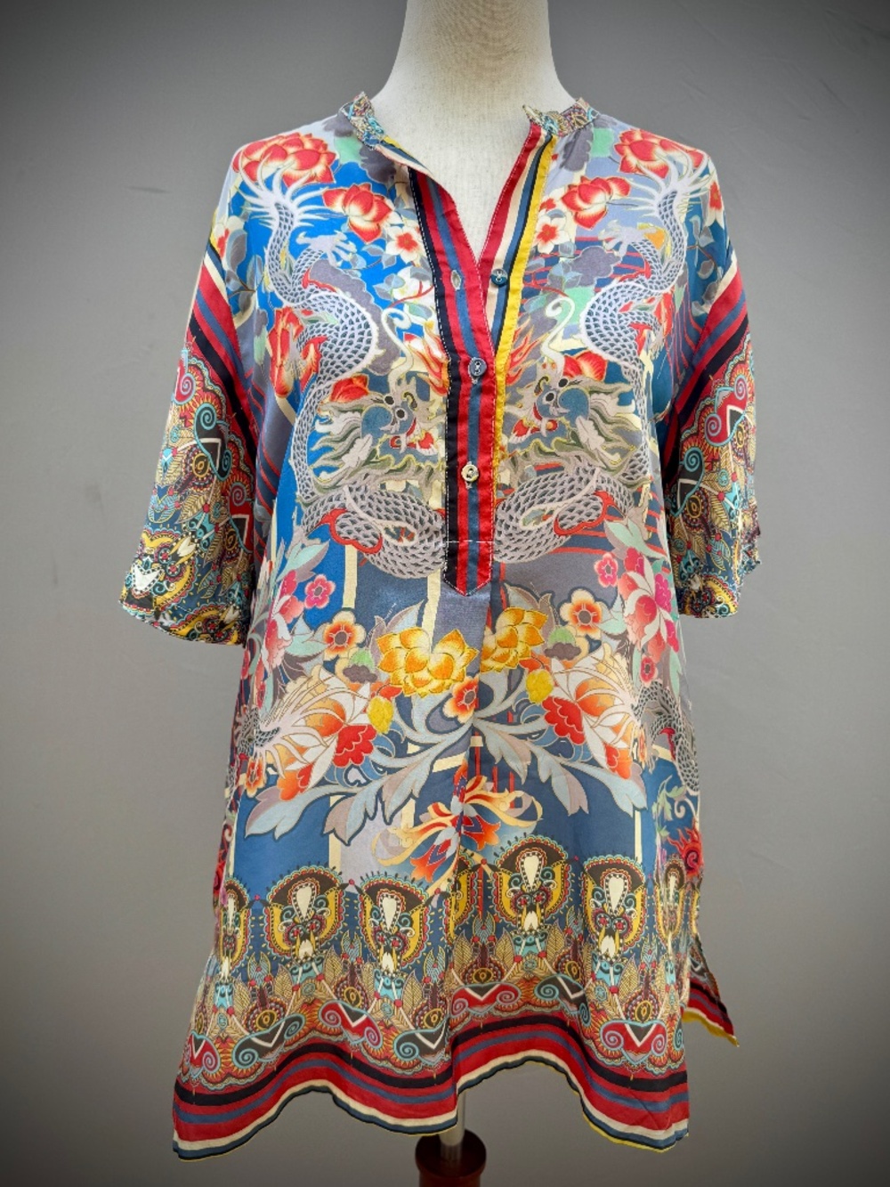 Johnny Was silk dragon blouse